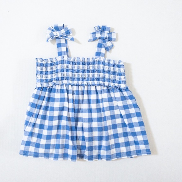 Cat & Jack smocked blue gingham top (5T) - Picture 1 of 6